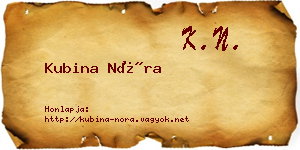 Kubina Nóra névjegykártya